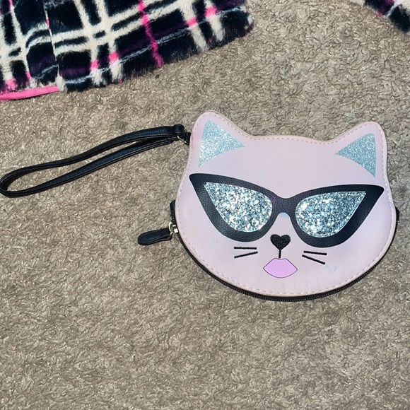 Betsy Johnson kids faux fur black/tan/pink coat/ cat purse lot - Picture 10 of 14